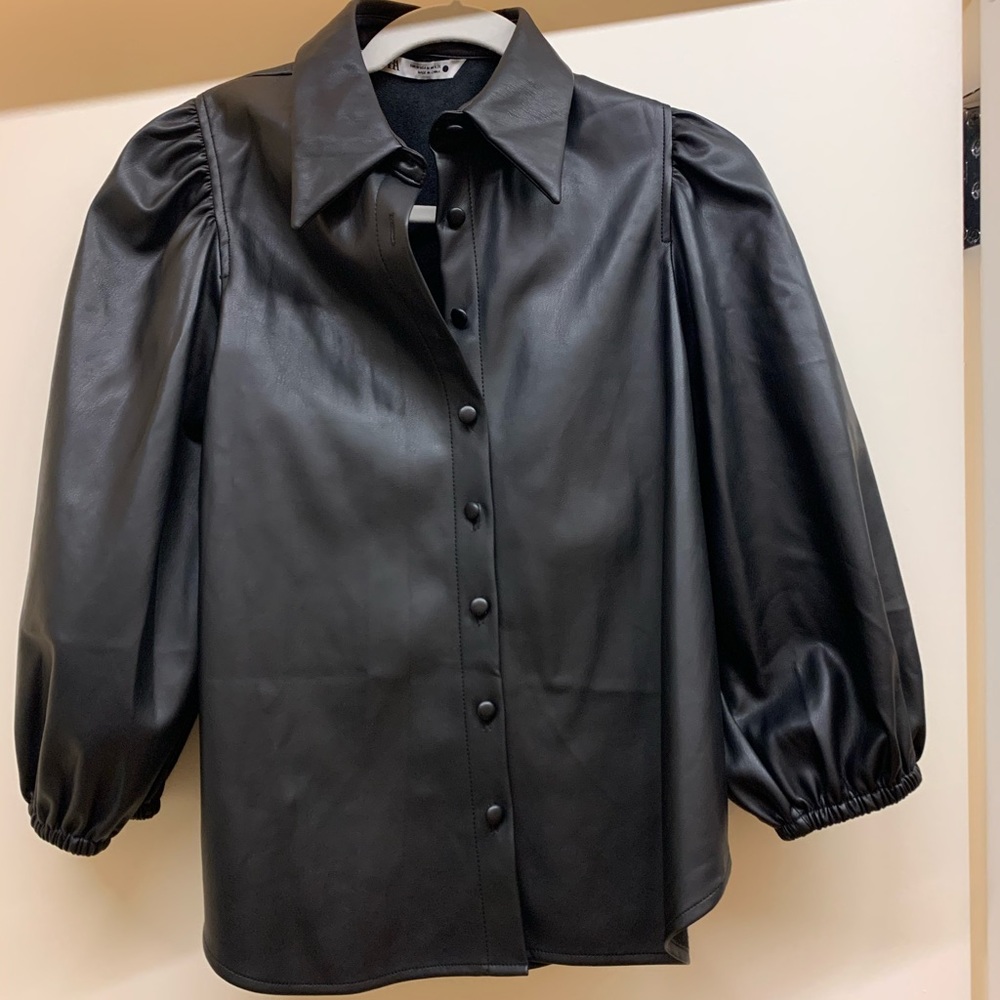 Zara faux leather shirt